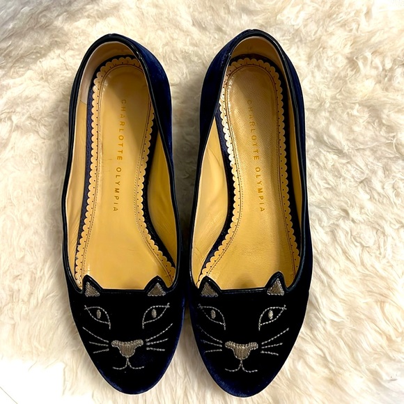 Charlotte Olympia Kitty Velvet Flats - Picture 6 of 7